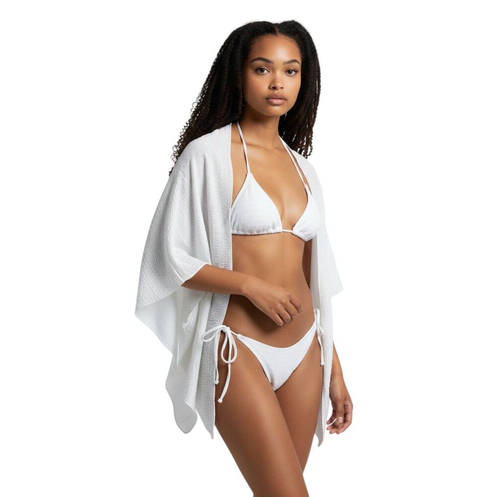 Shenhe White Halter Bikini Set 3-Piece Size SM